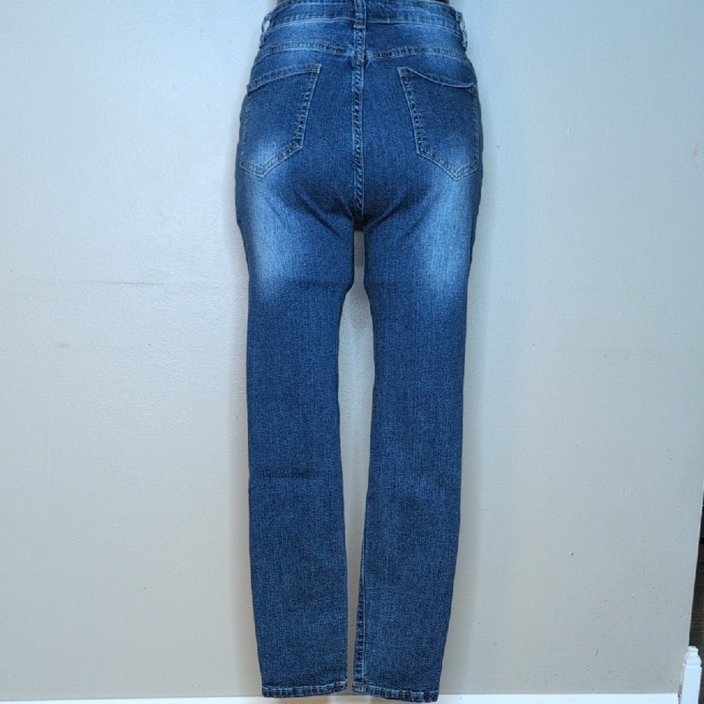 High-Rise Blue Skinny Jeans with Stretch – Size 8 - Picture 3 of 11